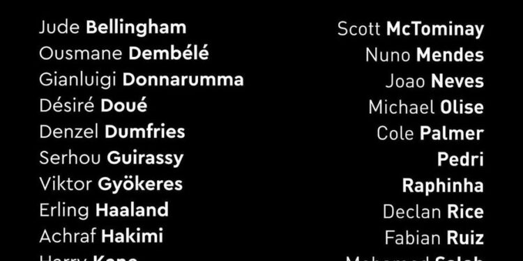 Ballon d&rsquo;Or 2025 : La liste des 30 nommés dévoilée avec 9 joueurs du PSG