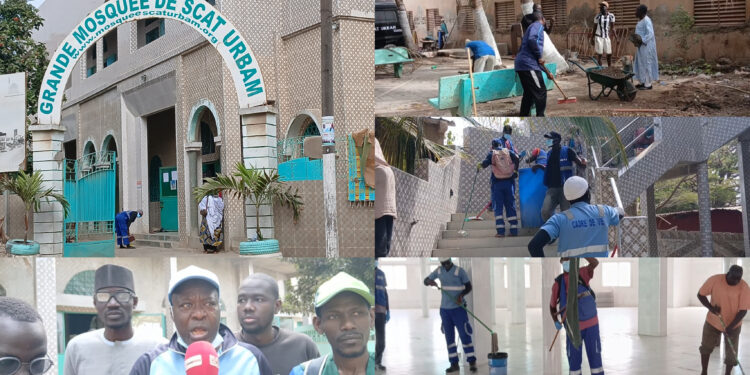 Grand Yoff : Grande opération de nettoiement de la Grande Mosquée de Scat Urbam à l’approche de la Korité